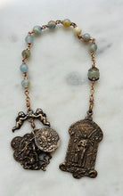 Load image into Gallery viewer, Blue Calcite Bronze Guardian Angel Rosary: Michael, Gabriel, Raphael
