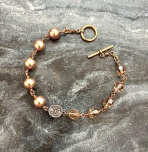 Load image into Gallery viewer, Virgin Mary Rosary Bracelet - Chi Rho and Marian Auspice - Crystals and Bronze
