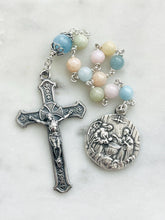 Load image into Gallery viewer, Baptism Tenner - Pastel Beryl Morganite Gemstone Rosary - Sterling and Sterling Silver CeCeAgnes
