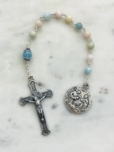 Load image into Gallery viewer, Baptism Tenner - Pastel Beryl Morganite Gemstone Rosary - Sterling and Sterling Silver CeCeAgnes
