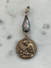 Load image into Gallery viewer, Christmas Catholic Bag Charm - Madonna and Child - Zipper Pull - Bronze and Chrome Diopside
