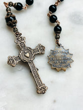 Load image into Gallery viewer, Sacred Heart Rosary - Onyx - Bronze - Tenner - Pocket rosary - CeCeAgnes
