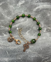 Load image into Gallery viewer, Celtic Catholic Bracelet - Chrome Diopside and Bronze Rosary
