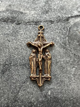 Load image into Gallery viewer, Bronze  Crucifix: Rosary Parts with Saint John &amp; Virgin Mary
