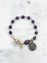 Load image into Gallery viewer, Saint Joseph Bronze Rosary Bracelet - Lepidolite Gemstones
