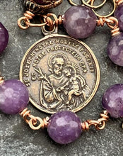 Load image into Gallery viewer, Saint Joseph Bronze Rosary Bracelet - Lepidolite Gemstones
