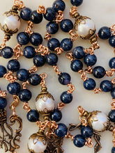 Load image into Gallery viewer, Catholic Rosary with Blue Sapphire Beads and Freshwater Pearls

