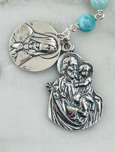 Load image into Gallery viewer, Larimar Sterling Silver Rosary Tenner: Holy Family, St. Joseph
