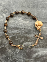 Load image into Gallery viewer, Memento Mori Rosary Bracelet - Solid Bronze and Bronzite
