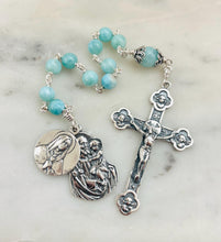 Load image into Gallery viewer, Larimar Sterling Silver Rosary Tenner: Holy Family, St. Joseph
