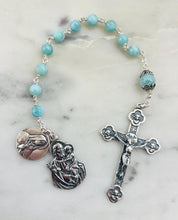 Load image into Gallery viewer, Larimar Sterling Silver Rosary Tenner: Holy Family, St. Joseph
