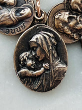 Load image into Gallery viewer, Petrified Wood Pocket Rosary - Bronze Holy Family Single Decade Tenner
