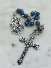 Load image into Gallery viewer, Tanzanite Gemstone Rosary - Sterling Silver St. Joseph Tenner
