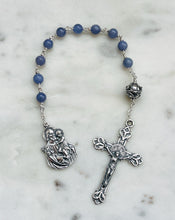 Load image into Gallery viewer, Tanzanite Gemstone Rosary - Sterling Silver St. Joseph Tenner
