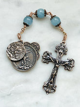 Load image into Gallery viewer, Bronze Aquamarine Chaplet: St. Raphael, Michael, Gabriel
