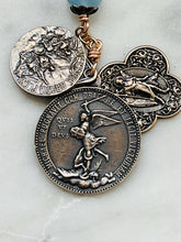 Load image into Gallery viewer, Bronze Aquamarine Chaplet: St. Raphael, Michael, Gabriel
