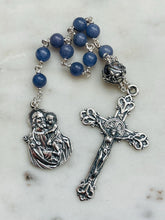Load image into Gallery viewer, Tanzanite Gemstone Rosary - Sterling Silver St. Joseph Tenner
