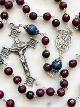 Load image into Gallery viewer, Elegant Ruby and Sapphire, Sterling Silver Rosary
