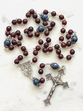 Load image into Gallery viewer, Elegant Ruby and Sapphire, Sterling Silver Rosary
