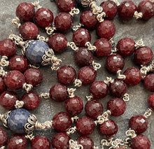 Load image into Gallery viewer, Elegant Ruby and Sapphire, Sterling Silver Rosary
