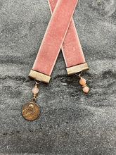 Load image into Gallery viewer, Velvet Catholic Bookmark - Bronze - Pink Velvet - Saint Mary Madgalene
