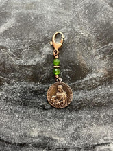 Load image into Gallery viewer, Saint Cecilia Bag Charm - Zipper Pull - Bronze and Chrome Diopside
