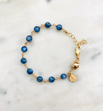 Load image into Gallery viewer, Gold and Kyanite Rosary Bracelet: Our Lady of Perpetual Help Medal
