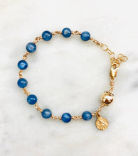 Load image into Gallery viewer, Gold and Kyanite Rosary Bracelet: Our Lady of Perpetual Help Medal

