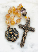 Load image into Gallery viewer, First Communion Single Decade Rosary - Citrine and Bronze CeCeAgnes
