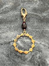 Load image into Gallery viewer, Crown of Thorns Bag Charm - Zipper Pull - Bronze and Garnet
