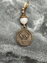 Load image into Gallery viewer, Saint Michael of the Saints Bronze Bag Charm - Moonstone Zipper Pull
