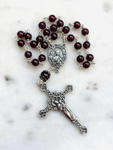 Load image into Gallery viewer, Saint Therese Chaplet - Garnet- Double-sided Crucifix - Sterling Silver CeCeAgnes

