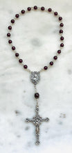Load image into Gallery viewer, Saint Therese Chaplet - Garnet- Double-sided Crucifix - Sterling Silver CeCeAgnes
