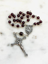 Load image into Gallery viewer, Saint Therese Chaplet - Garnet- Double-sided Crucifix - Sterling Silver CeCeAgnes
