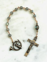 Load image into Gallery viewer, Hunter Rosary - Saint Hubert -Labradorite and Bronze - Single Decade Rosary CeCeAgnes
