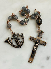 Load image into Gallery viewer, Hunter Rosary - Saint Hubert -Labradorite and Bronze - Single Decade Rosary CeCeAgnes
