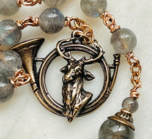 Load image into Gallery viewer, Hunter Rosary - Saint Hubert -Labradorite and Bronze - Single Decade Rosary CeCeAgnes
