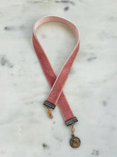 Load image into Gallery viewer, Velvet Catholic Bookmark - Bronze - Pink Velvet - Saint Mary Madgalene
