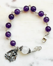 Load image into Gallery viewer, Saint Michael Amethyst Rosary Bracelet - All Sterling - Wire-wrapped CeCeAgnes
