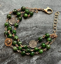 Load image into Gallery viewer, Blessed Virgin Mary Bracelet: Chrome Diopside and Bronze
