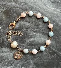 Load image into Gallery viewer, Grandmother's Rosary Bracelet - Solid Bronze and Morganite - Saint Anne
