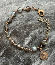Load image into Gallery viewer, Labradorite Rosary Bracelet - Solid Bronze - Saint Mary Magdalene
