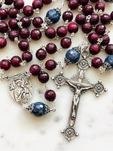 Load image into Gallery viewer, Elegant Ruby and Sapphire, Sterling Silver Rosary
