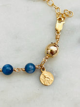Load image into Gallery viewer, Gold and Kyanite Rosary Bracelet: Our Lady of Perpetual Help Medal
