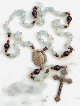 Load image into Gallery viewer, Divine Mercy Chaplet - Bronze, Aquamarine and Garnet Rosary - CeCeAgnes
