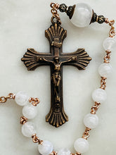 Load image into Gallery viewer, Saint Joseph Pocket Rosary - Bronze and Moonstone Tenner
