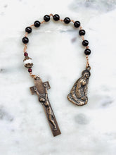 Load image into Gallery viewer, Mary Magdalene Single Decade Rosary - Garnet, Pearl and Bronze Tenner CeCeAgnes
