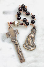 Load image into Gallery viewer, Mary Magdalene Single Decade Rosary - Garnet, Pearl and Bronze Tenner CeCeAgnes
