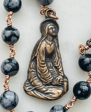 Load image into Gallery viewer, Mary Magdalene Single Decade Rosary - Snowflake Obsidian and Bronze Tenner CeCeAgnes
