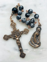 Load image into Gallery viewer, Mary Magdalene Single Decade Rosary - Snowflake Obsidian and Bronze Tenner CeCeAgnes
